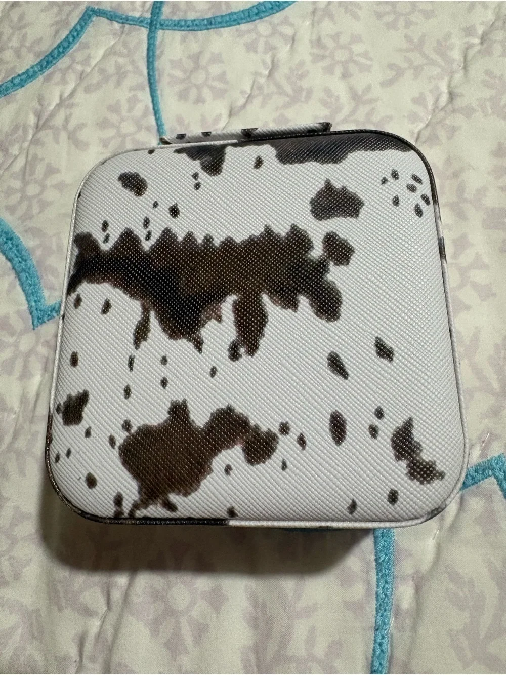Cowhide Print Jewelry Case - Brown and White